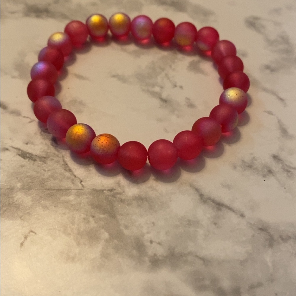 Vibrant Hot Pink Beaded Bracelet